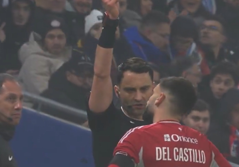 Illustration : OL - Brest : le carton rouge de Del Castillo est-il mérité ? 